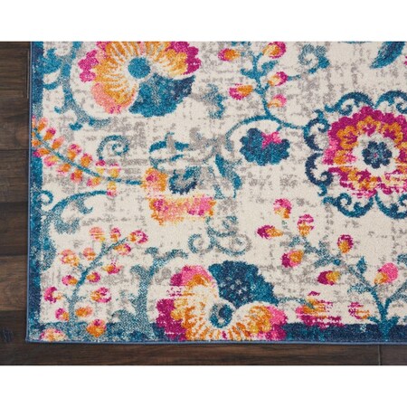 Homeroots 4 x 6 ft. Ivory & Blue Floral Vines Area Rug 385487